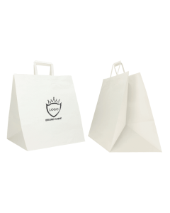 WEIßE KRAFTBOX TASCHE MIT FLACHEN GRIFFEN