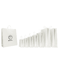 WEIßE KRAFTBOX TASCHE MIT FLACHEN GRIFFEN