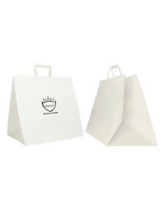 WEIßE KRAFTBOX TASCHE MIT FLACHEN GRIFFEN